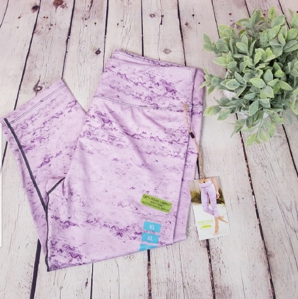 Earth Yoga Organic capri pants Leggings Purple XL - Picture 2 of 8